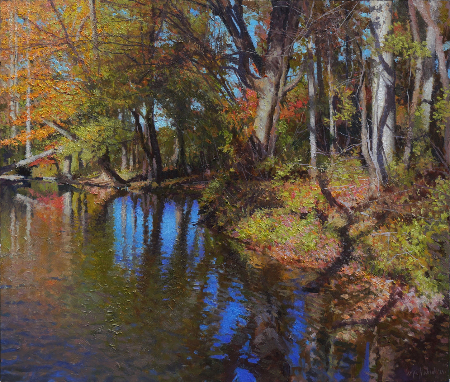Autumn Creek with White Tree