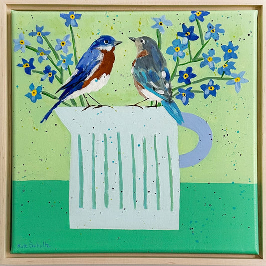 Bluebirds in the Forget Me Nots