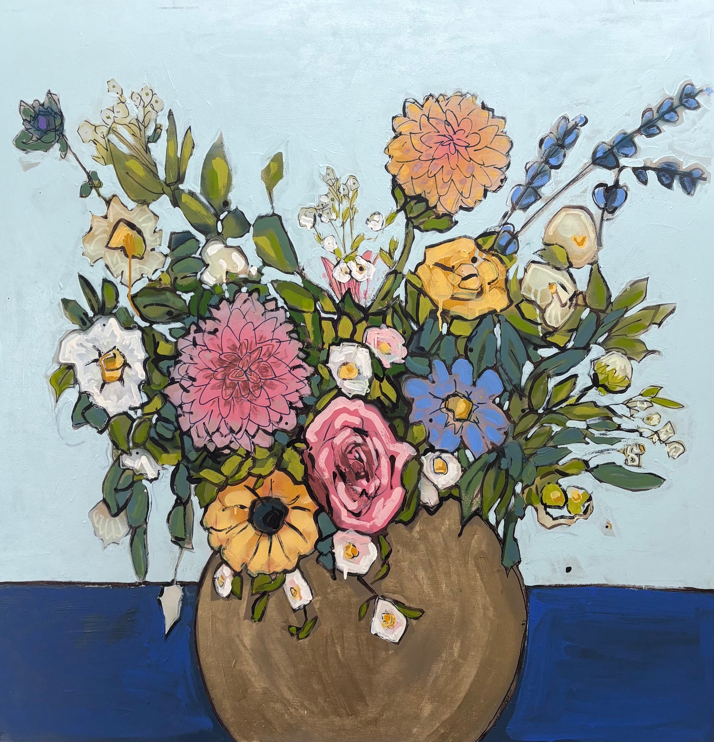 Blue with Gold Metallic Vase