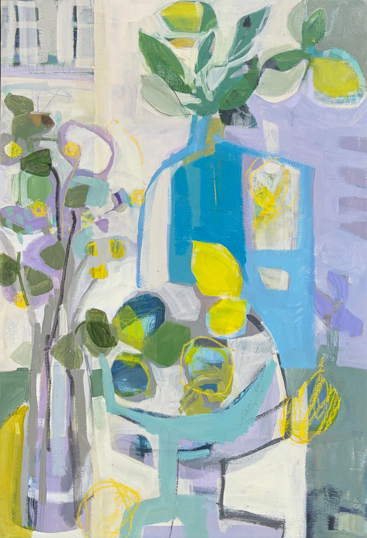 Lemons in a Blue Bowl