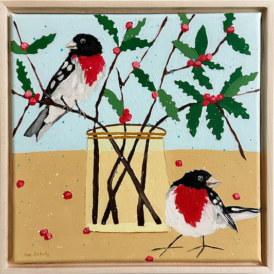 Rose-breasted Grosbeak in the Holly