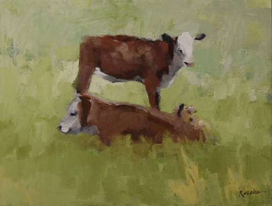 Cows in Green and Red