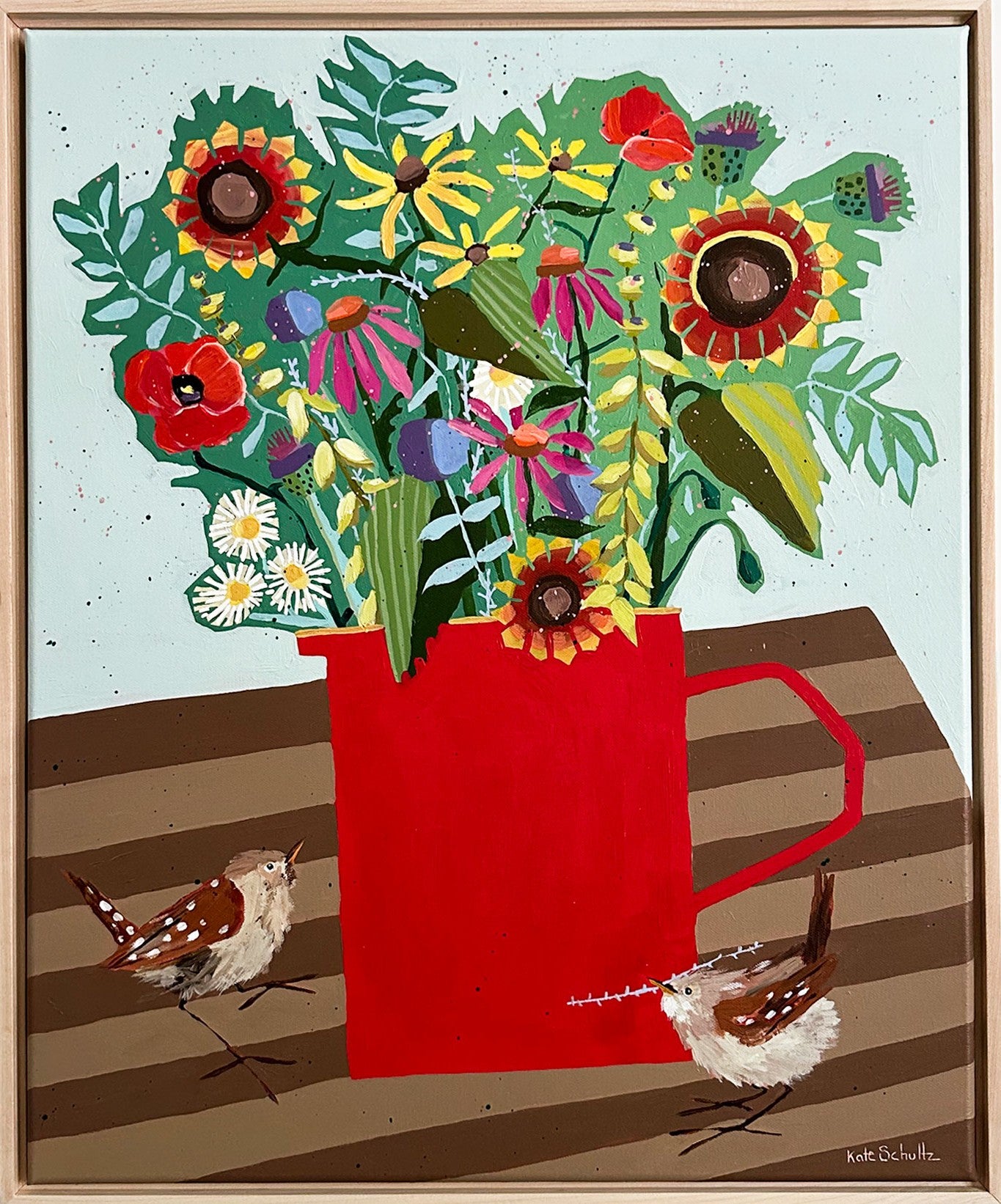 Wrens and Freshly Cut Wild Flowers