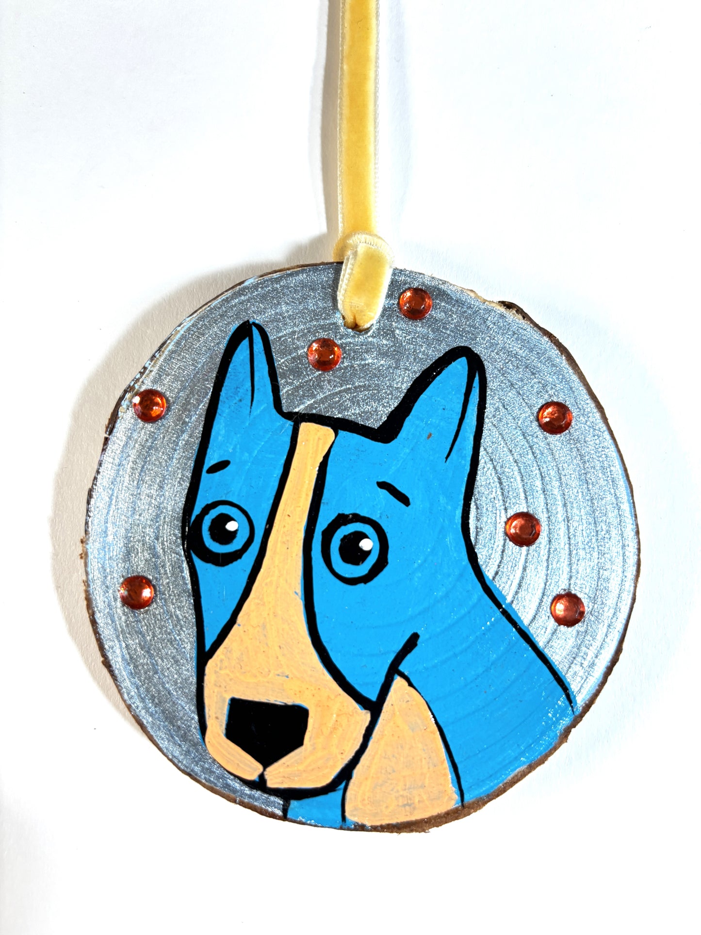 Blue Dog on Silver
