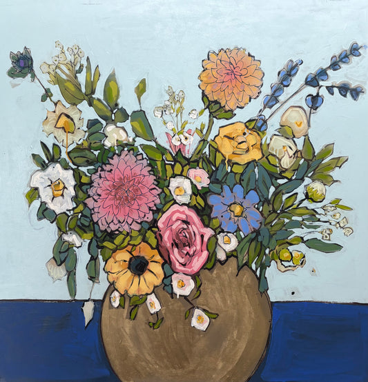 Blue with Gold Metallic Vase
