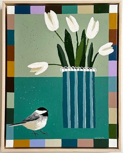 Chickadee and Tulips