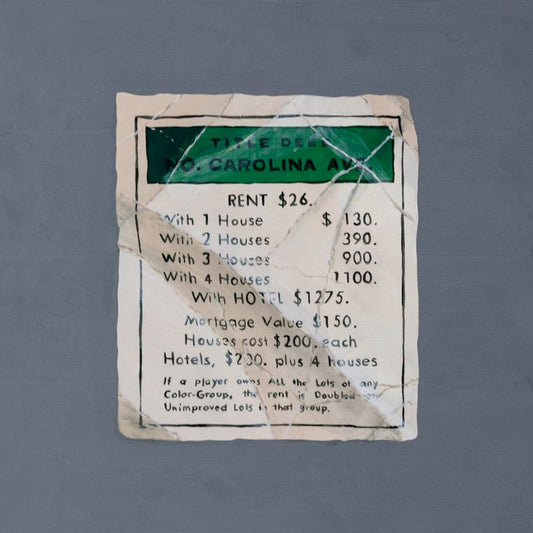 Crushed North Carolina Monopoly Card