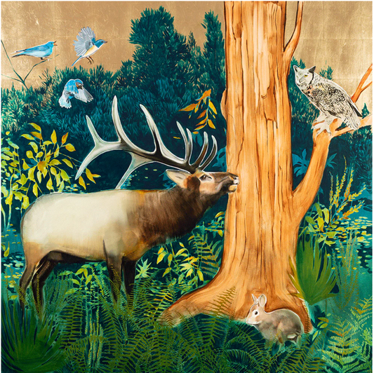 Deep Woods Elk and Owl