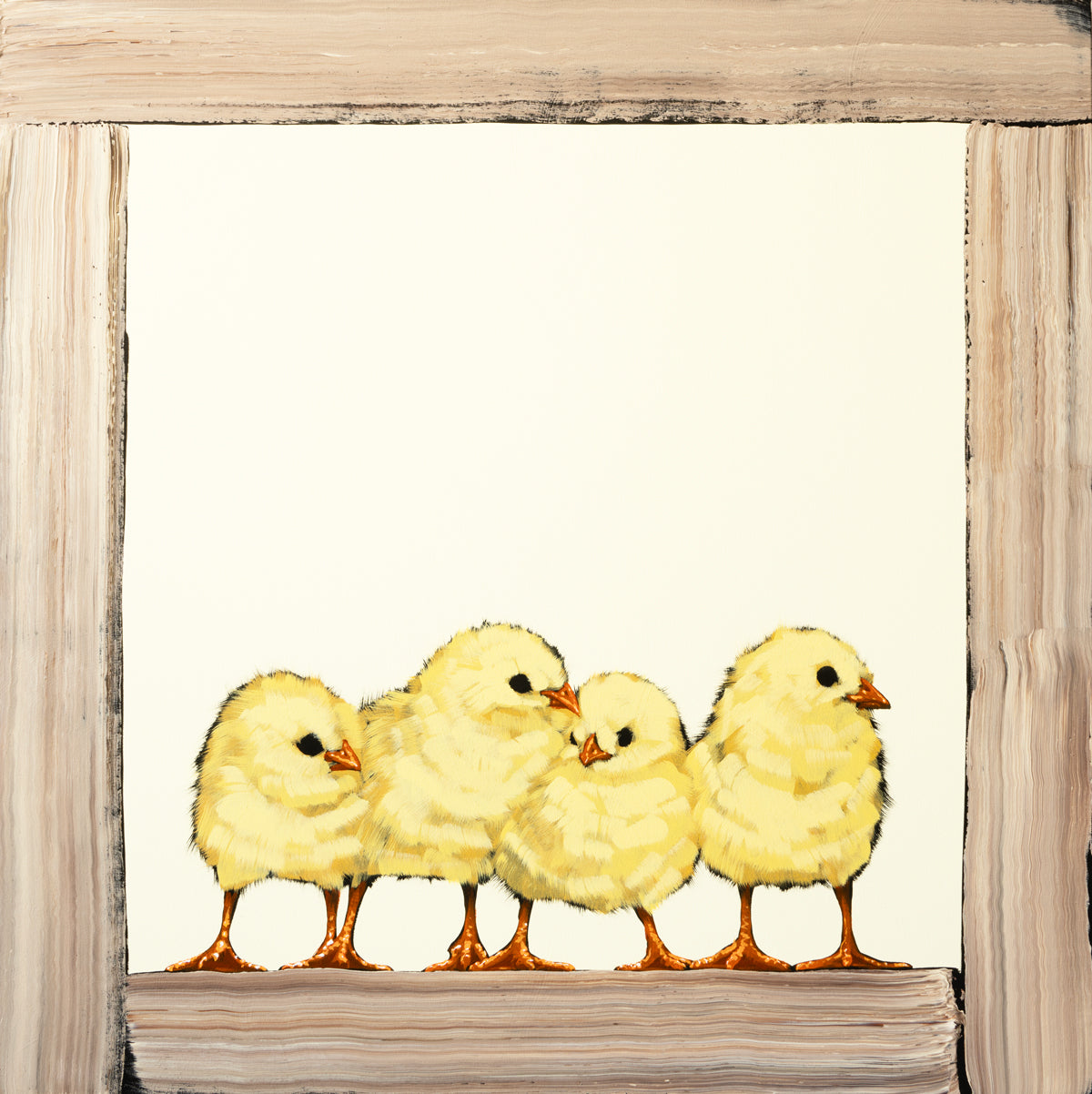 Four Chicks in Wooden Frame