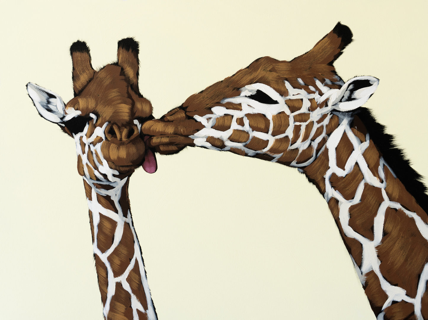 Giraffe Kisses on Yellow