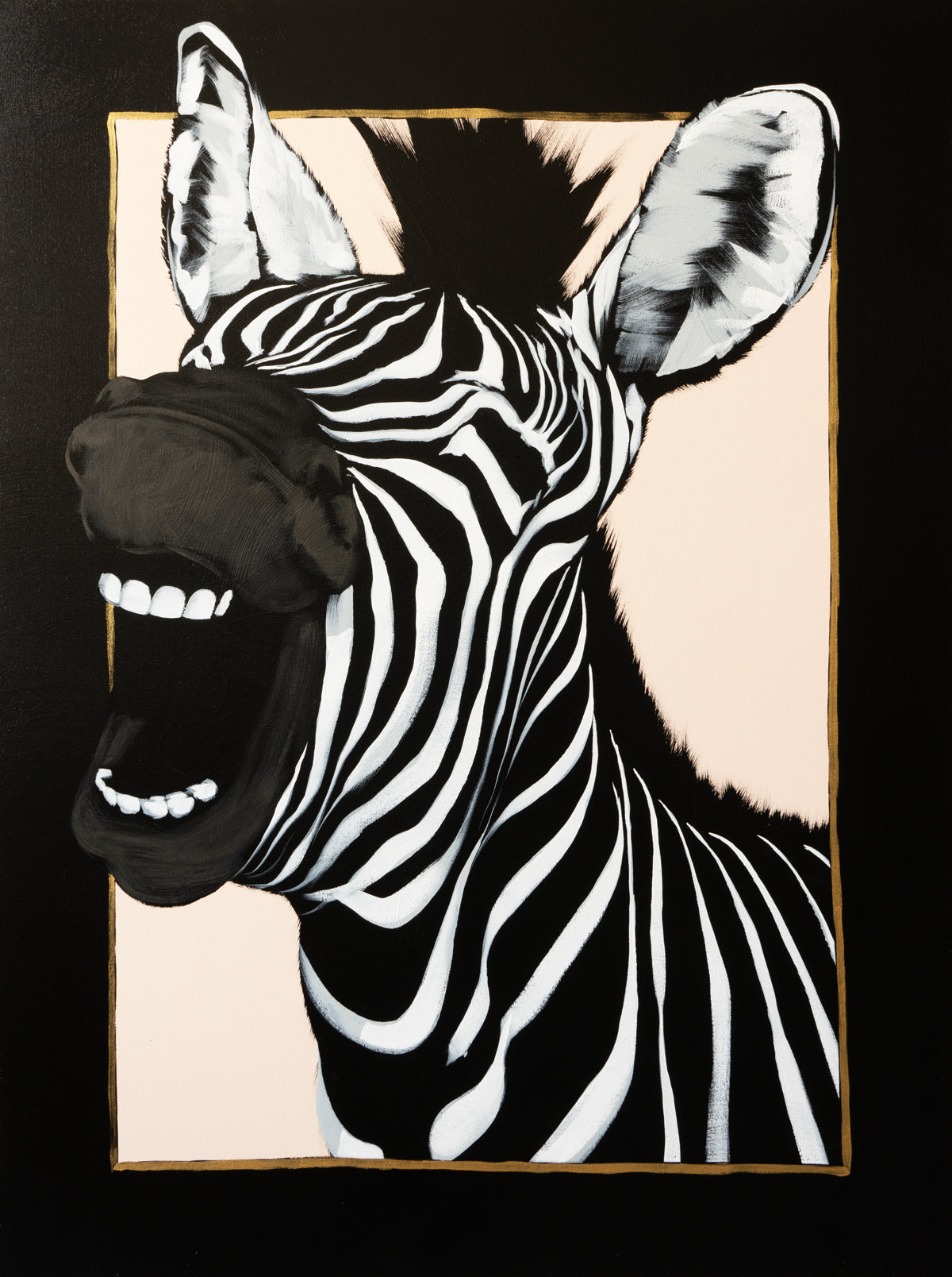 Laughing Zebra in Gilded Frame