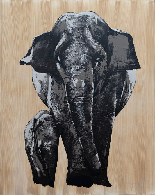 Mother and Child Elephant on Umber