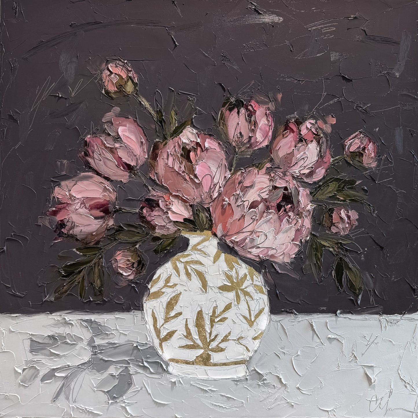 Peonies in Gold Chinoiserie