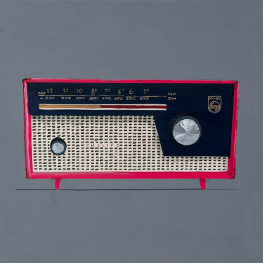 Pink and Navy Midcentury Radio