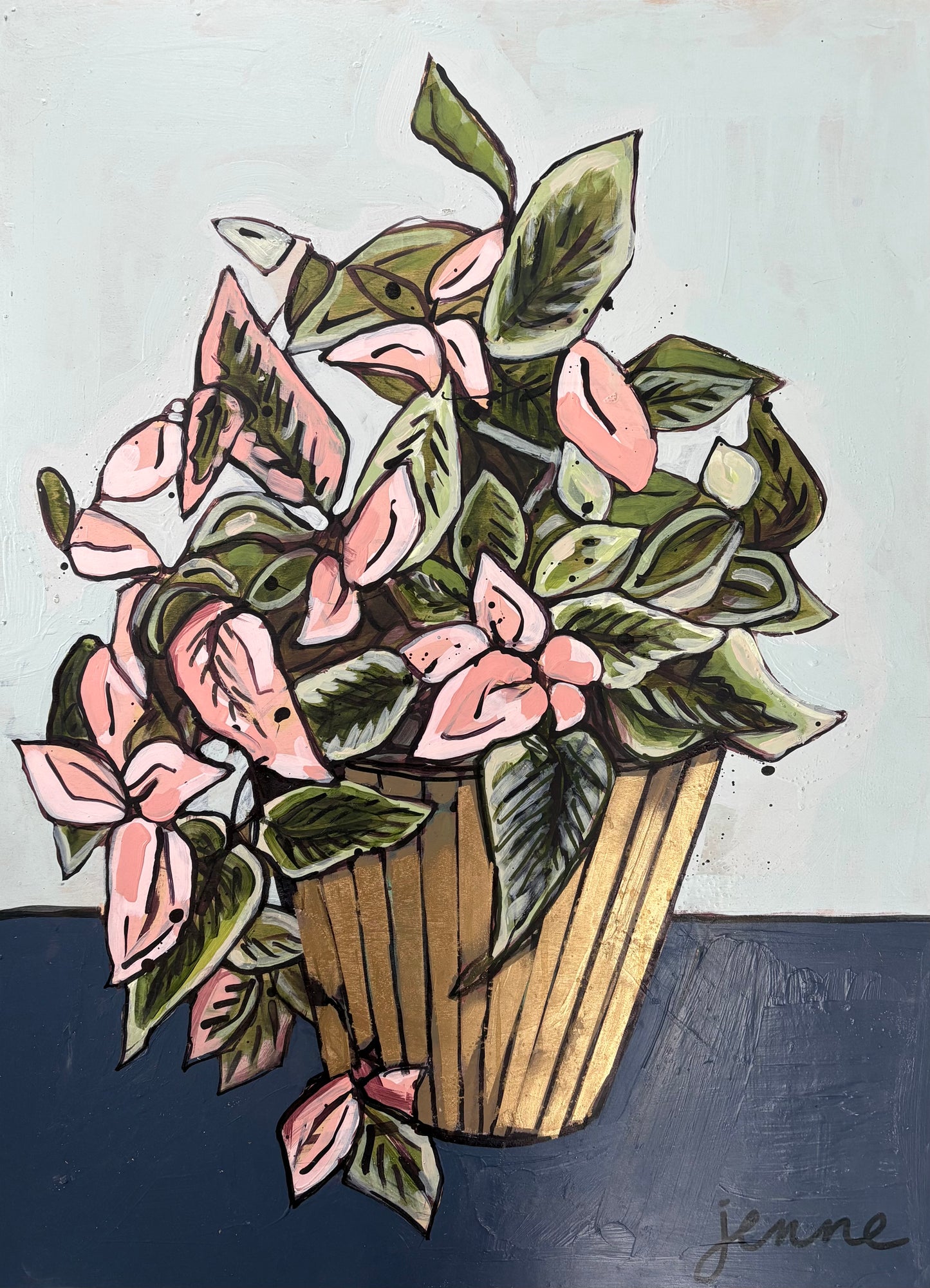 Potted Plant in Metallic Gold Vase