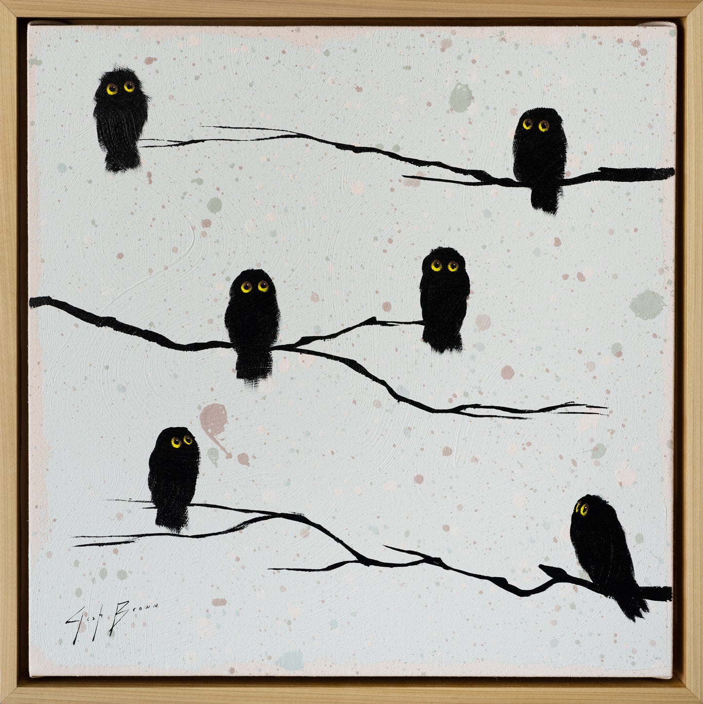 Six Owl on Off Blue Speckles