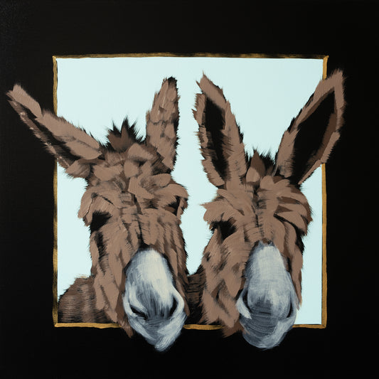 Two Donkeys in Gilded Frame