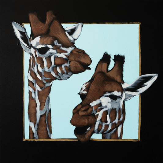Two Giraffe in Gilded Frame