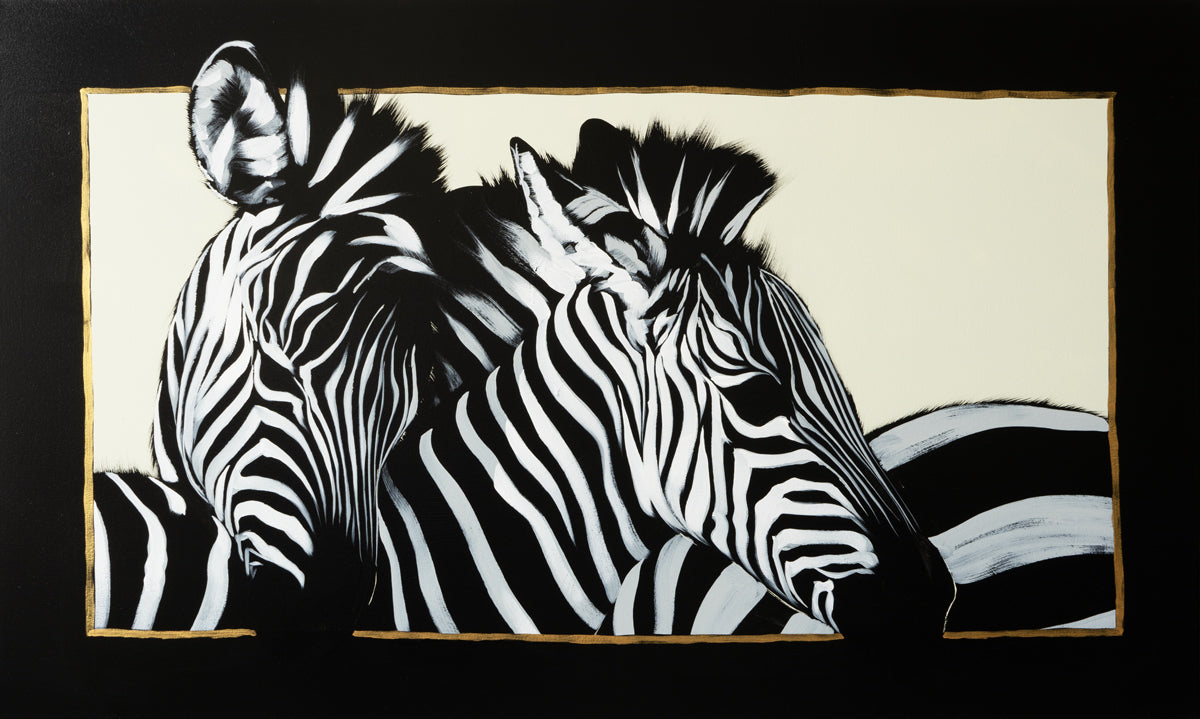 Two Zebra in Gilded Frame