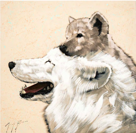 Wolf and Pup on Canvas Spray