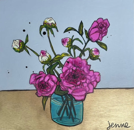 Peonies on Gold Table