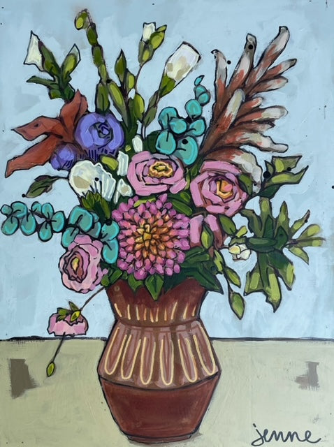 Pale Blue and Terracotta Vase