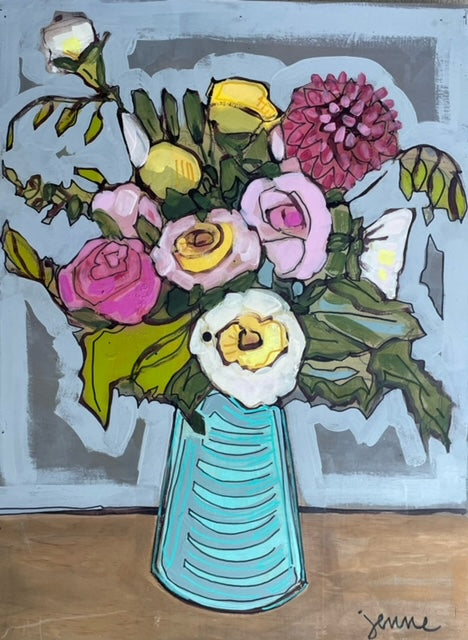 Gray with Teal Vase