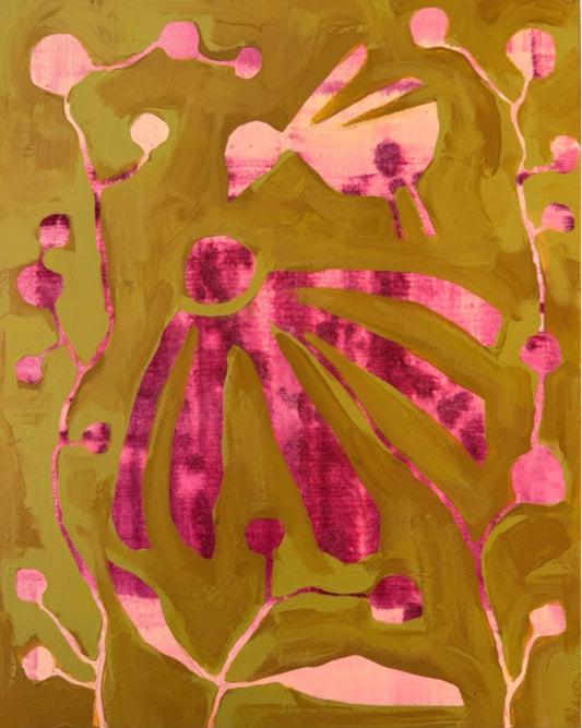 Garden Bird in Plum and Chartreuse 1