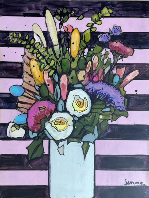 Stripes with White Vase